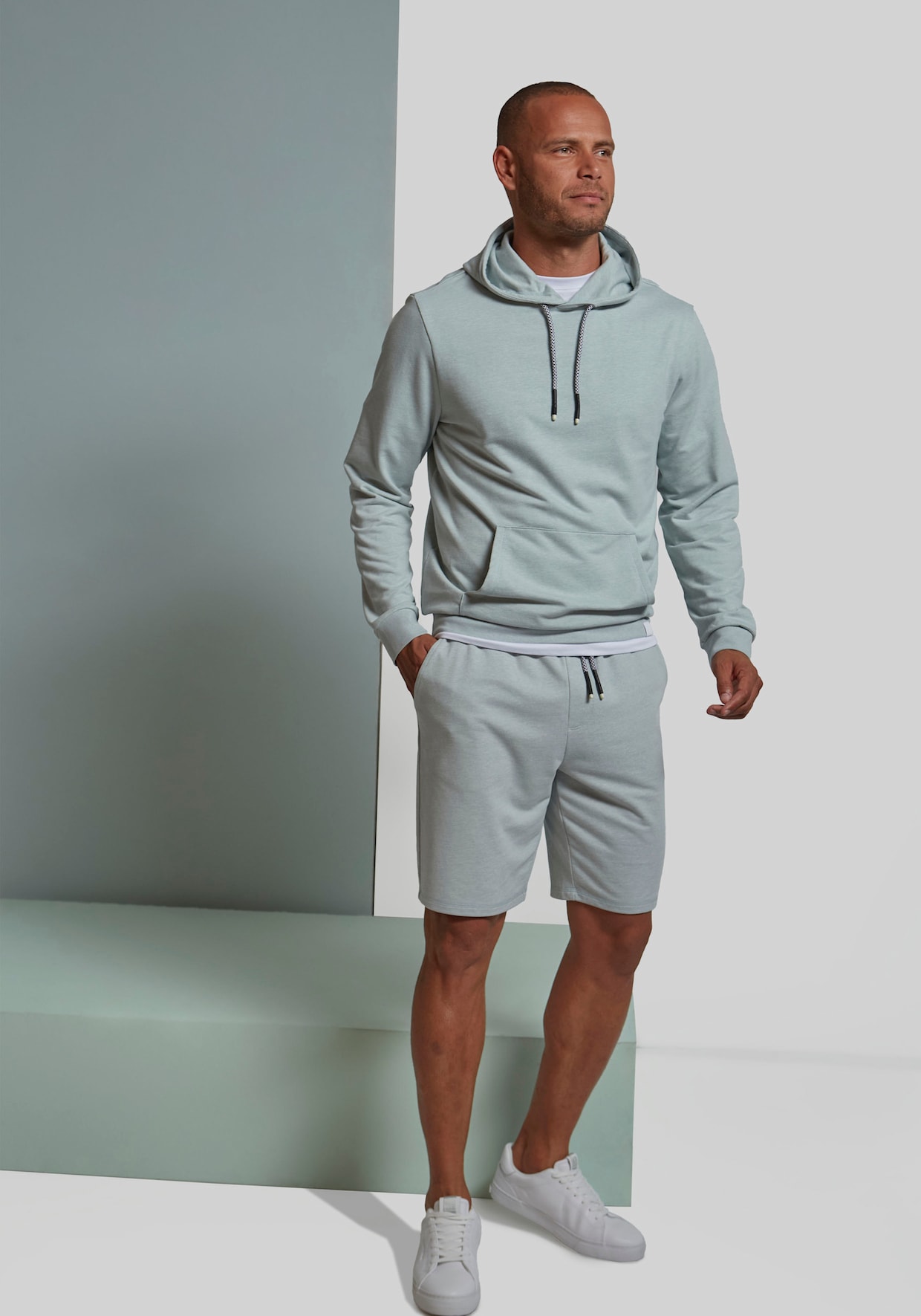 Sweatshort - lichtgroen gemêleerd