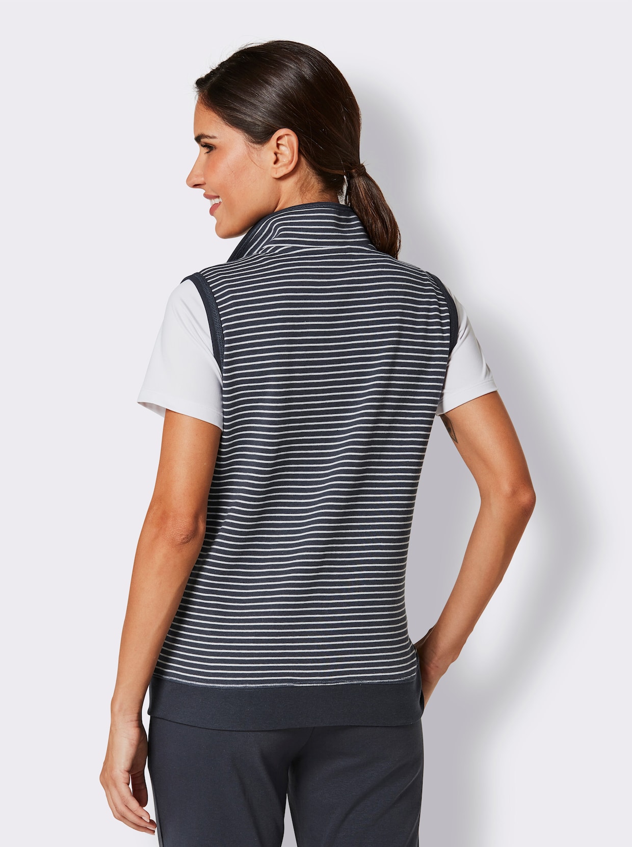 feel good Gilet - marine/wit gestreept