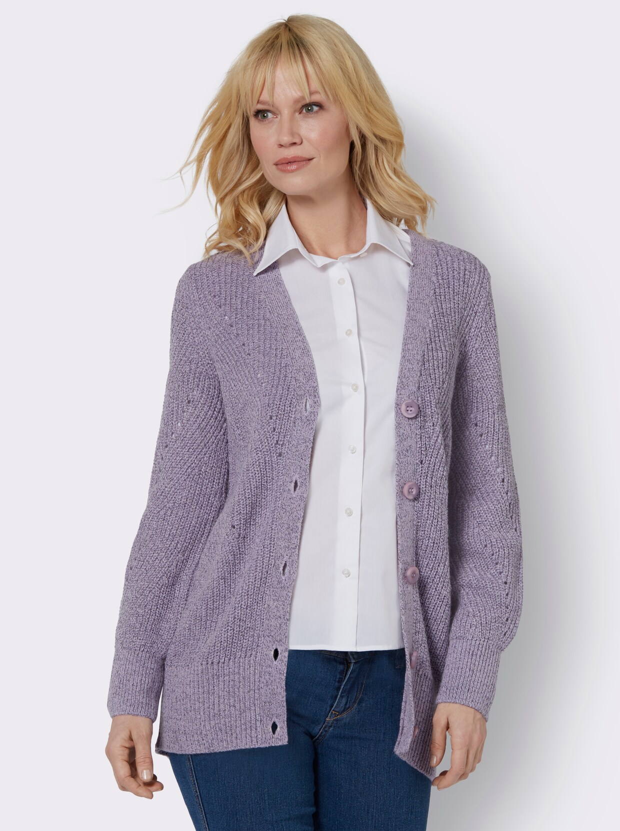 Cardigan - lila gemêleerd