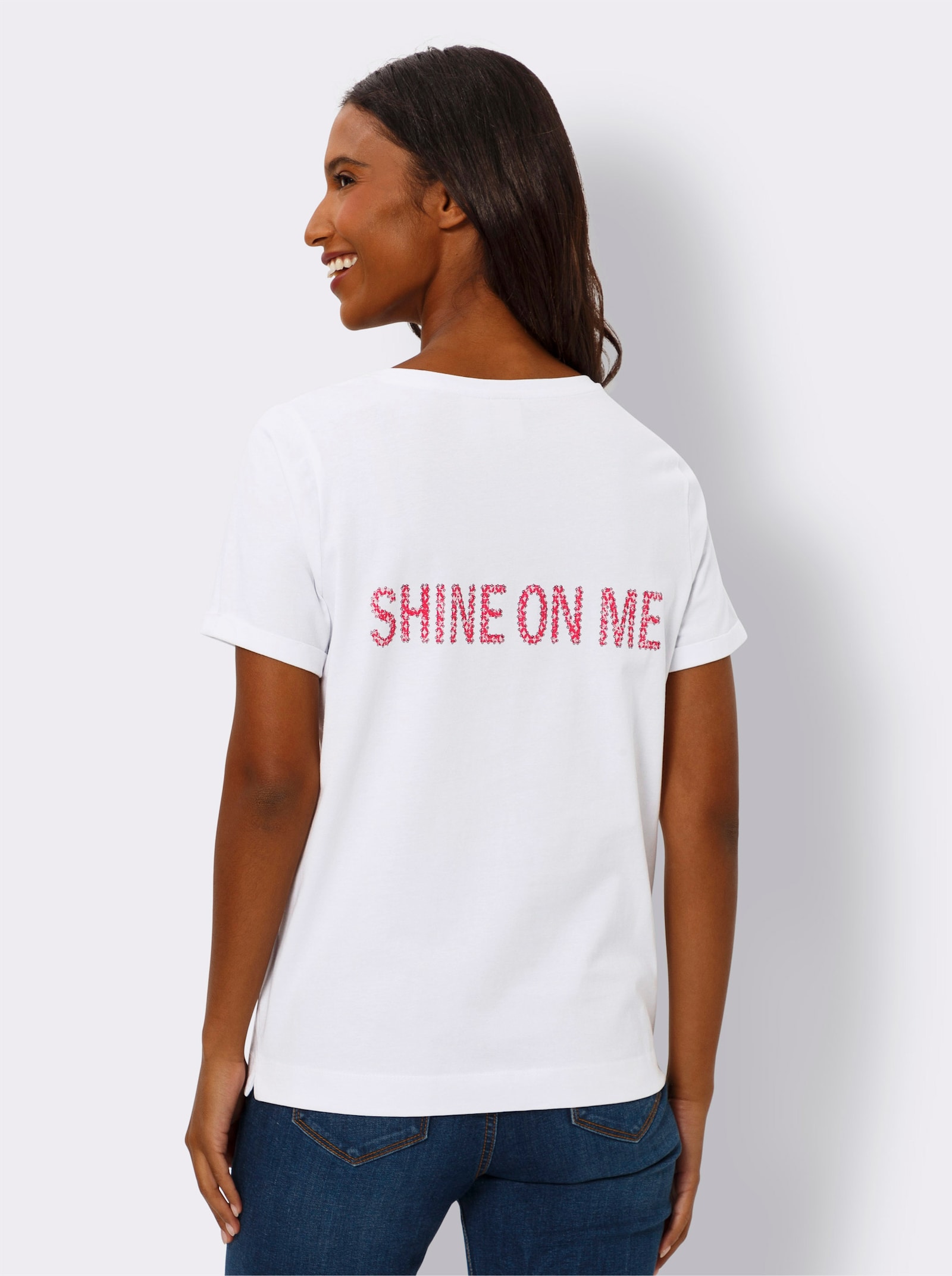 heine T-Shirt mit Schriftzug - weiß