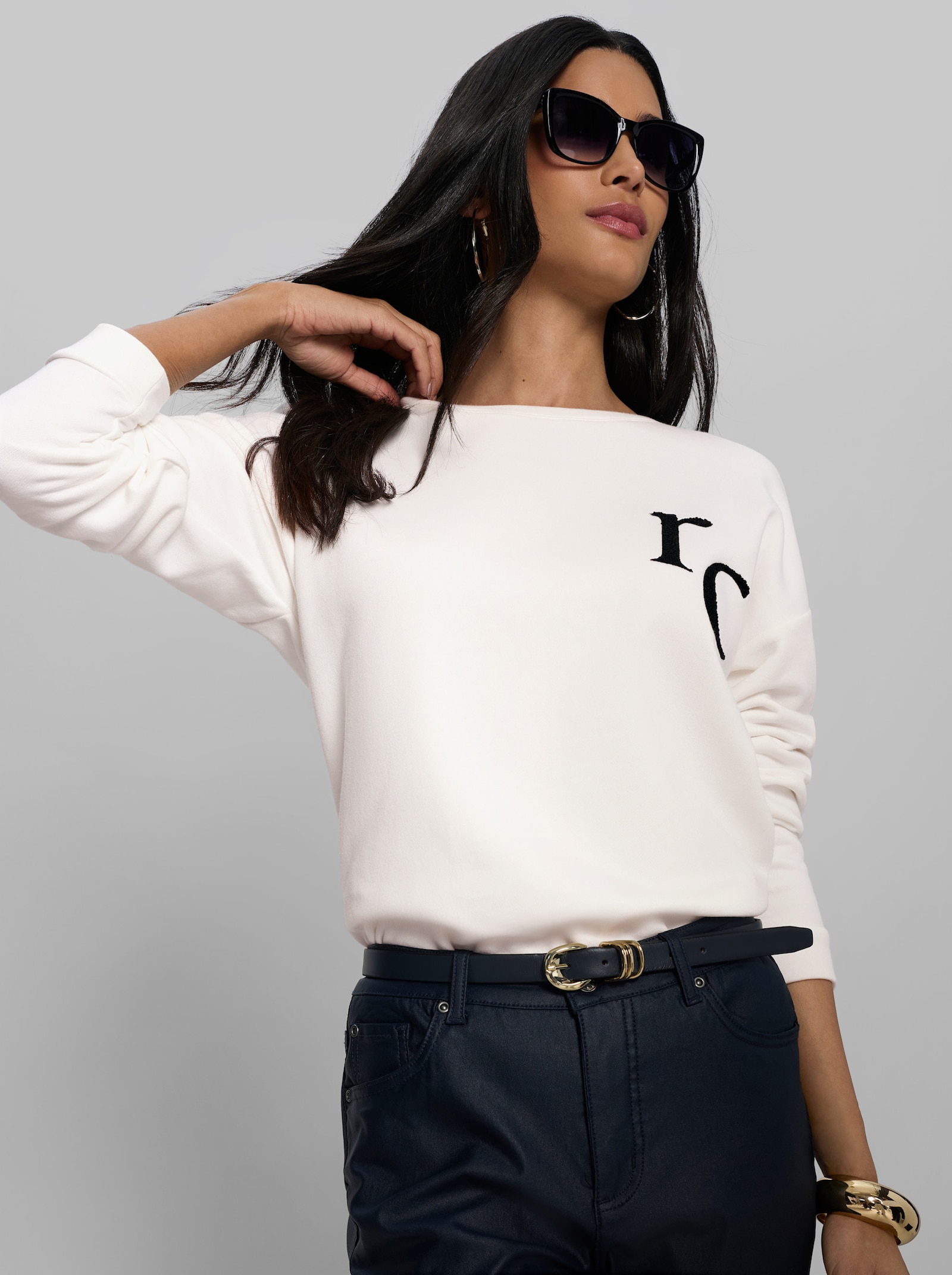 heine Sweatshirt mit Stickerei - ecru