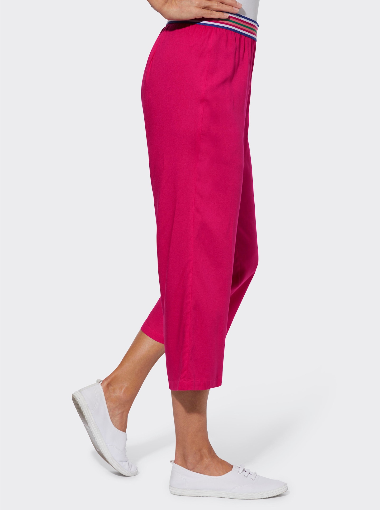 Comfortbroek met gestreepte comfortband - pink