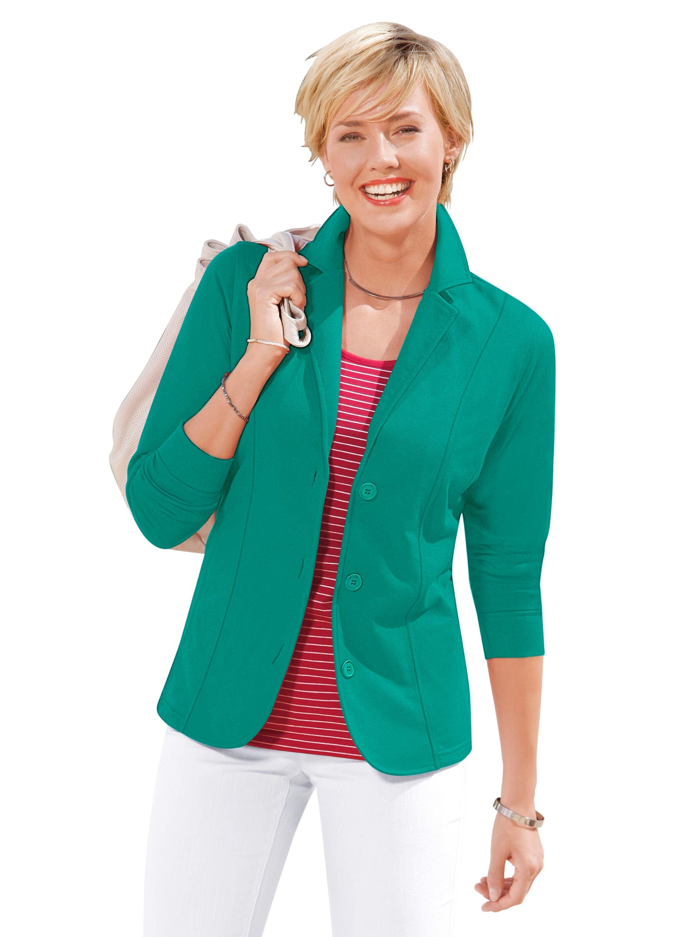 Collection L Jersey-Blazer - smaragdgrün