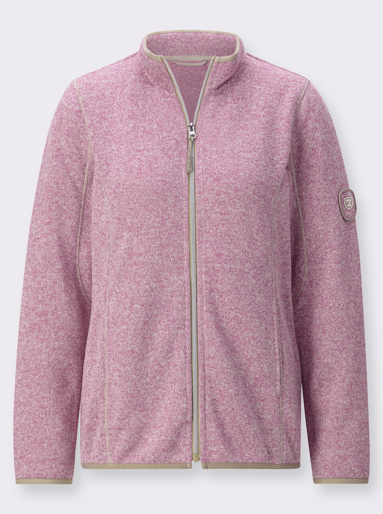 Strickfleece-Jacke mit Nahttaschen - orchidee-meliert