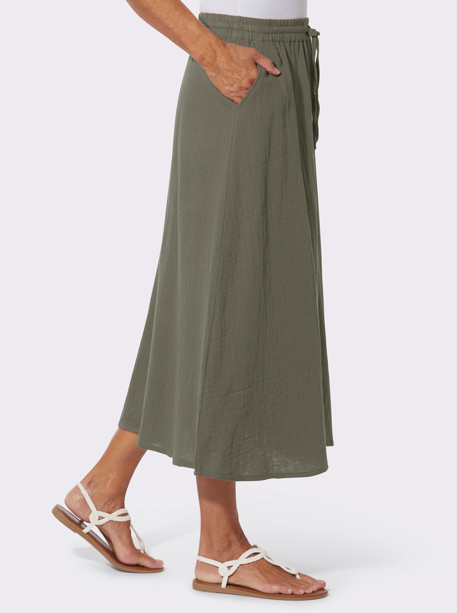 Schlupfrock mit seitlichen Taschen - khaki