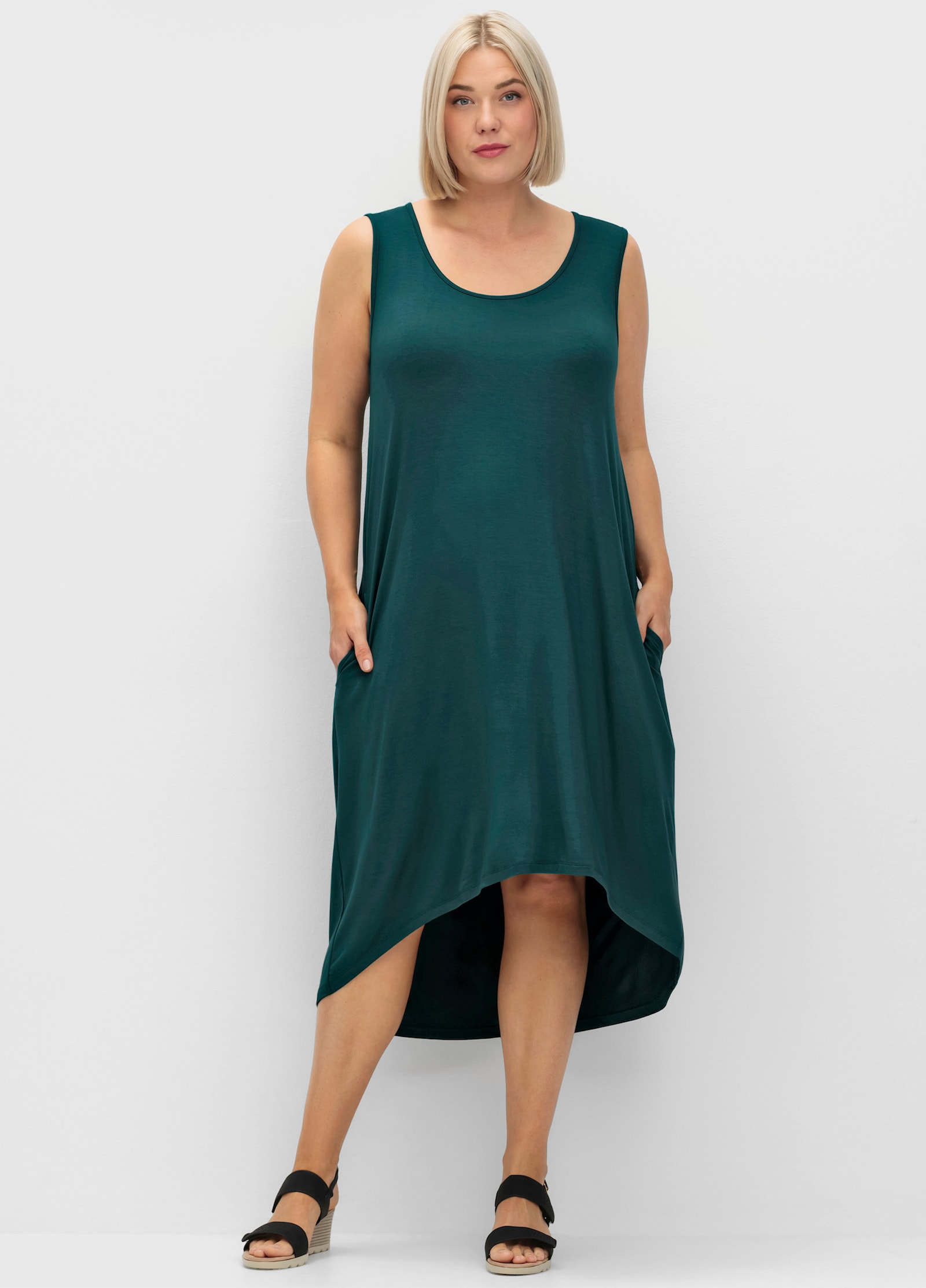sheego Strandkleid mit Vokuhila-Saum - petrol
