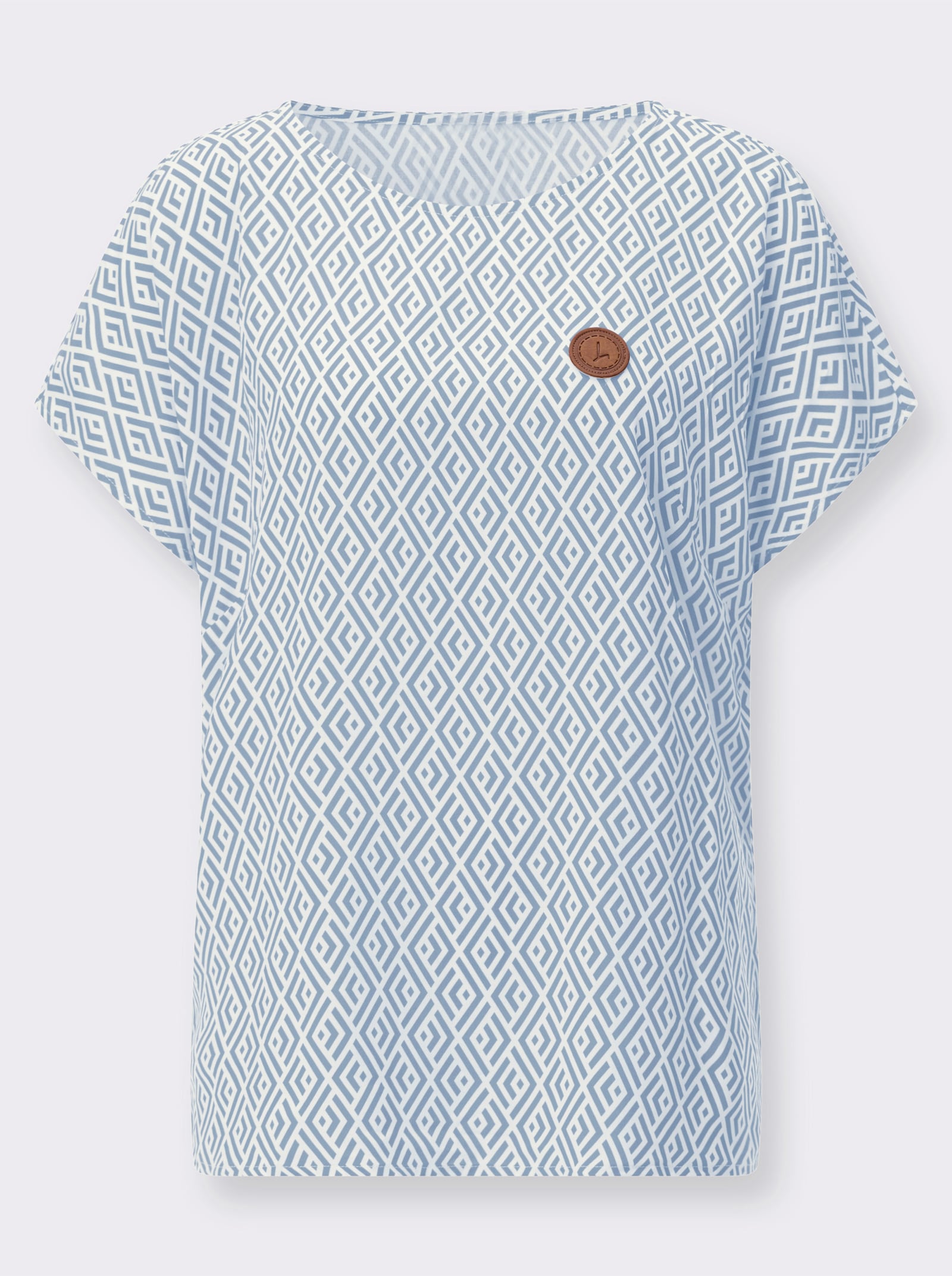 Druckbluse aus reiner Viskose - ecru-bleu-bedruckt