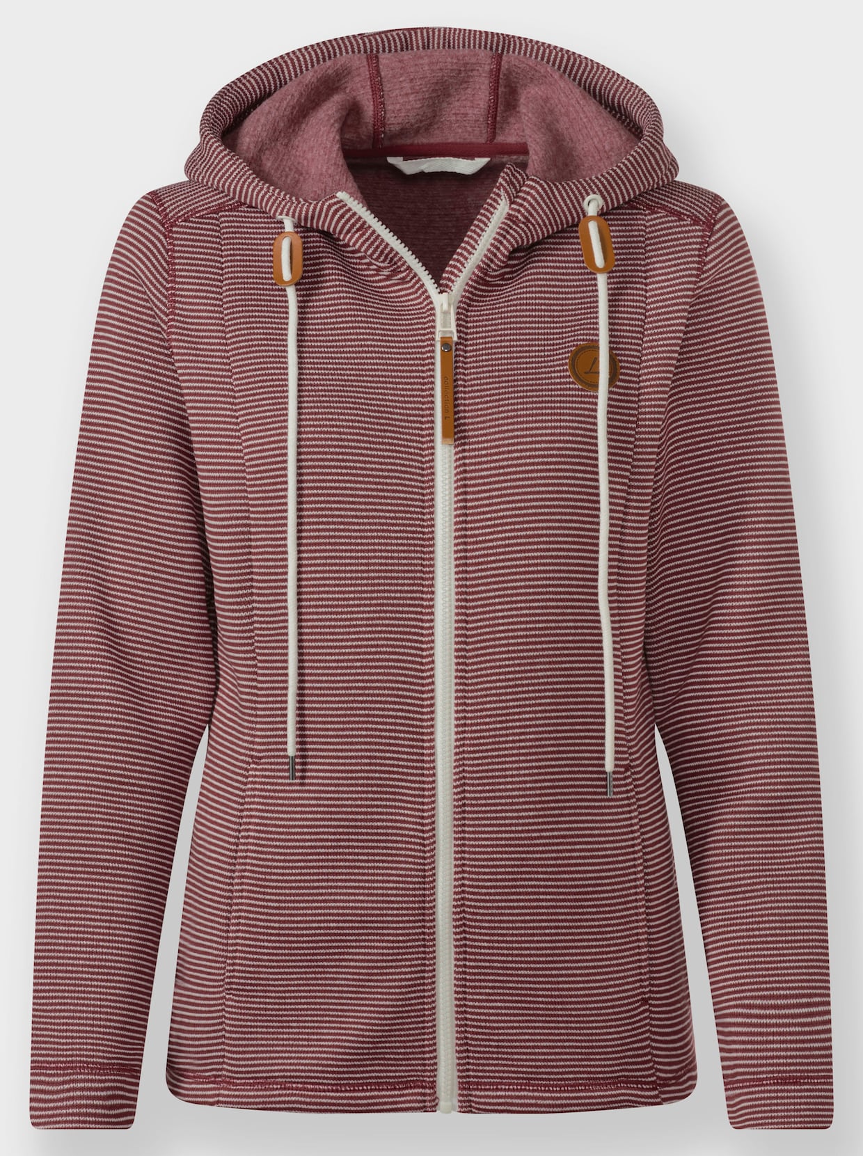 Fleecejacke - rotbraun-ecru-geringelt