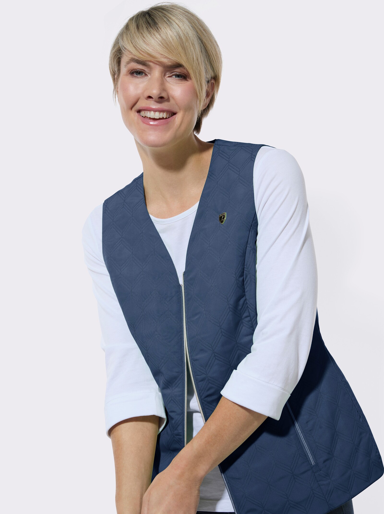Steppweste mit Reißverschluss-Taschen - jeansblau
