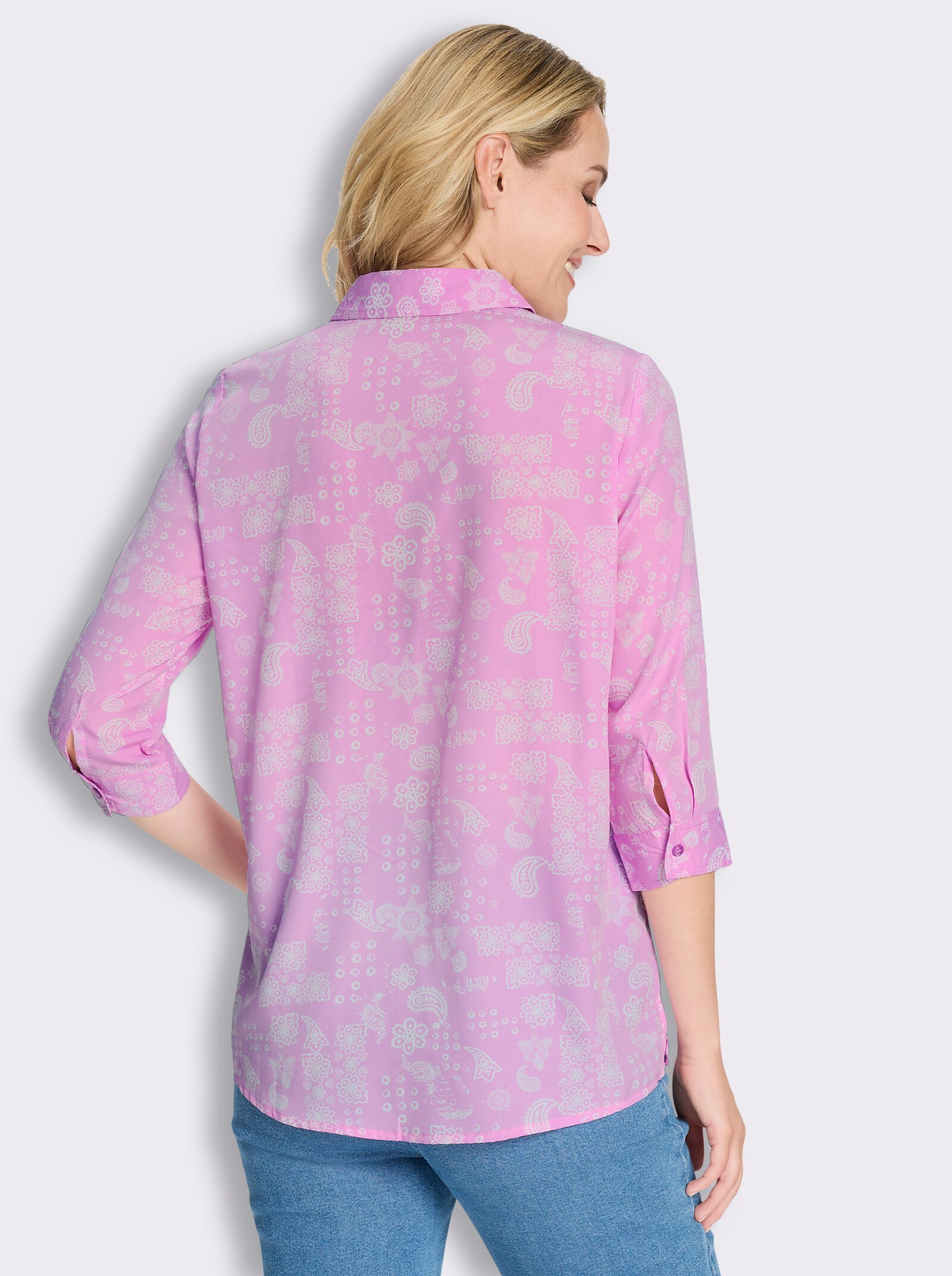 Longbluse mit Paisley-Print - orchidee-weiß-bedruckt