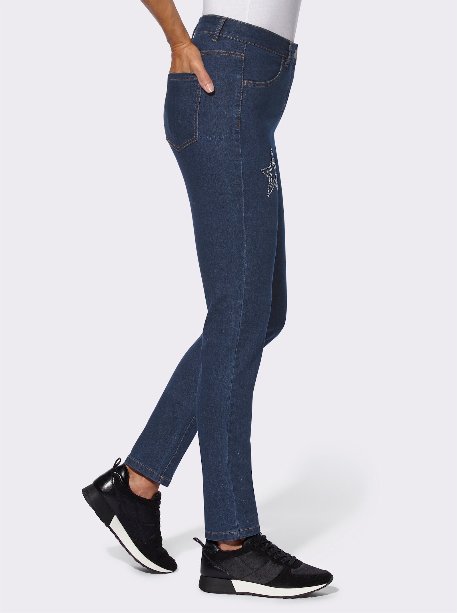 Jeans met sterren van pailletten - blue-stonewashed