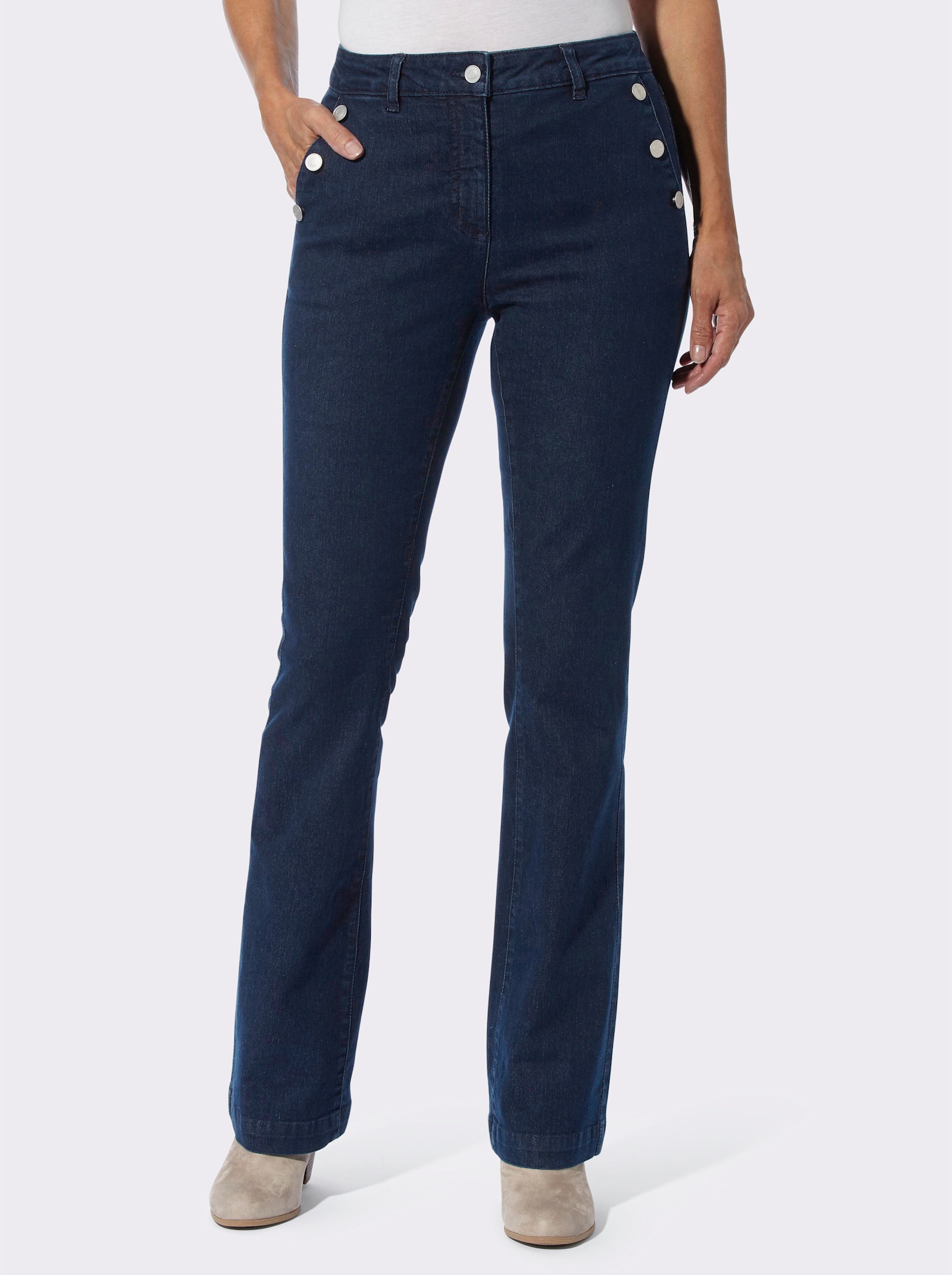 Bootcut jeans met sierknopen - dark-blue