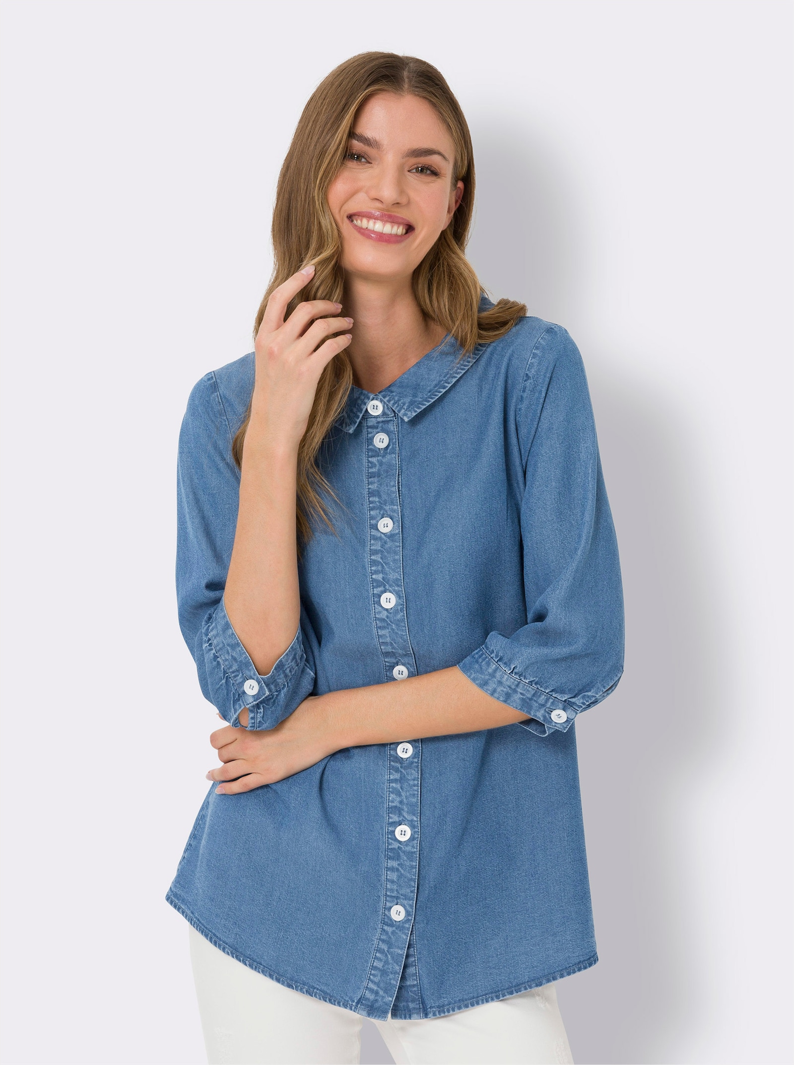 heine Jeansbluse mit 3/4-Arm - blue-bleached