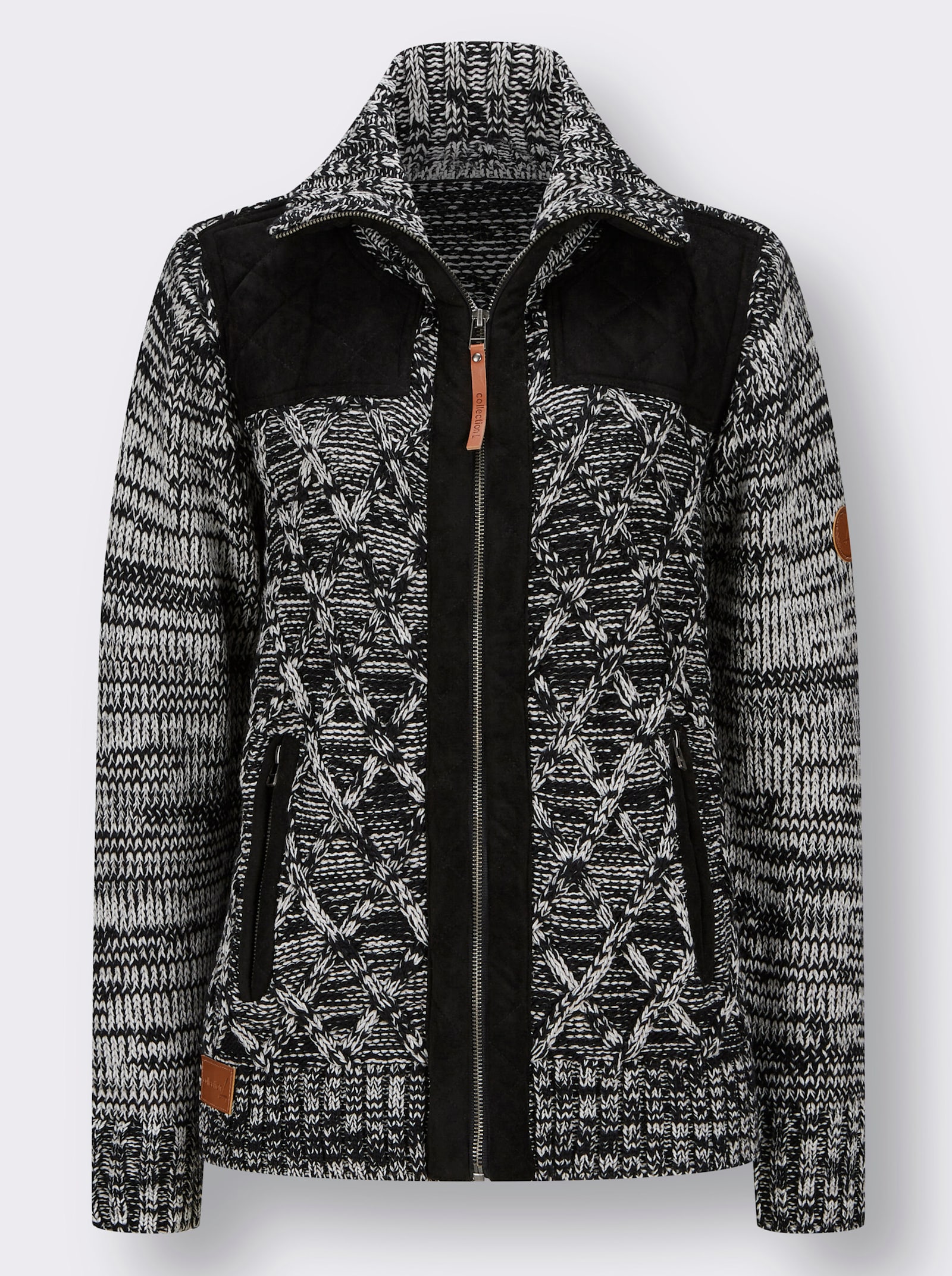 Vest, achter glad gebreid - zwart gemêleerd