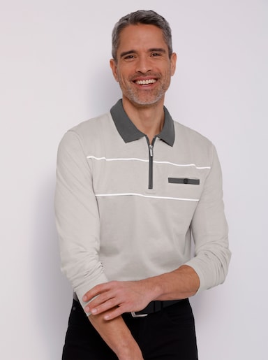 Poloshirt mit langen Ärmeln - hellgrau