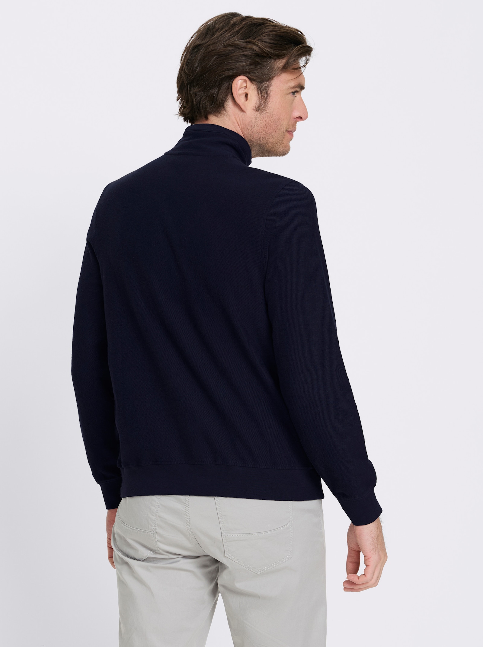 Marco Donati Sweatshirt mit feiner Rippstruktur - marine
