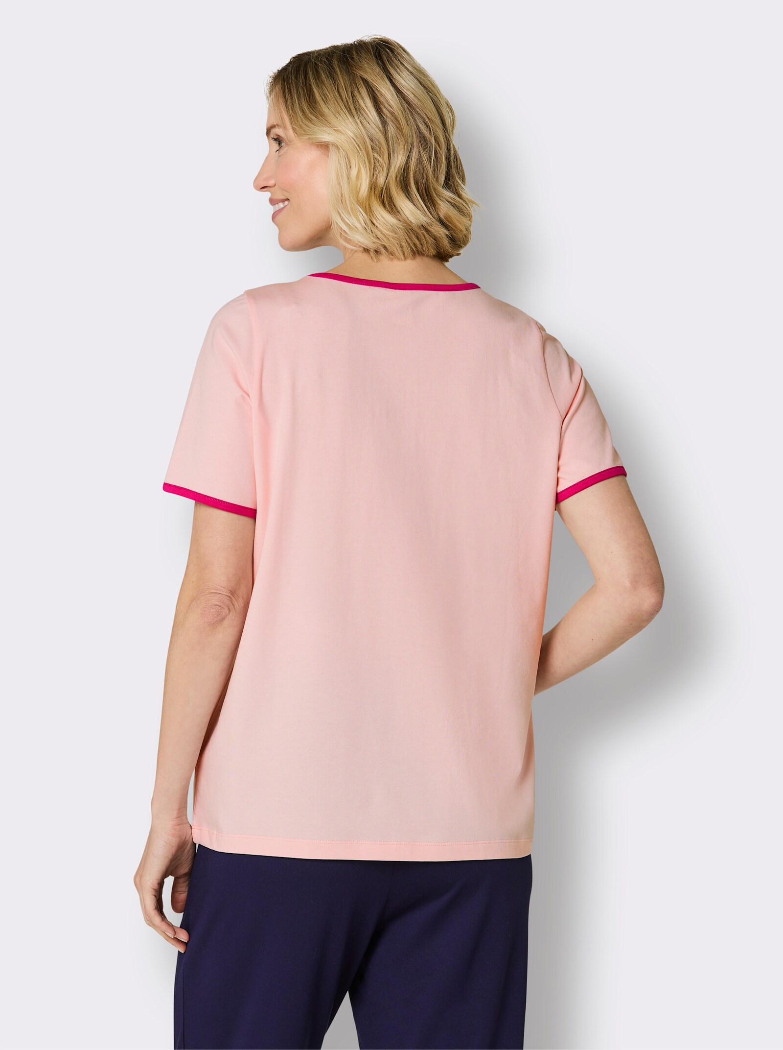 feel good Rundhalsshirt mit Logo-Aufdruck - hellrosé-erika