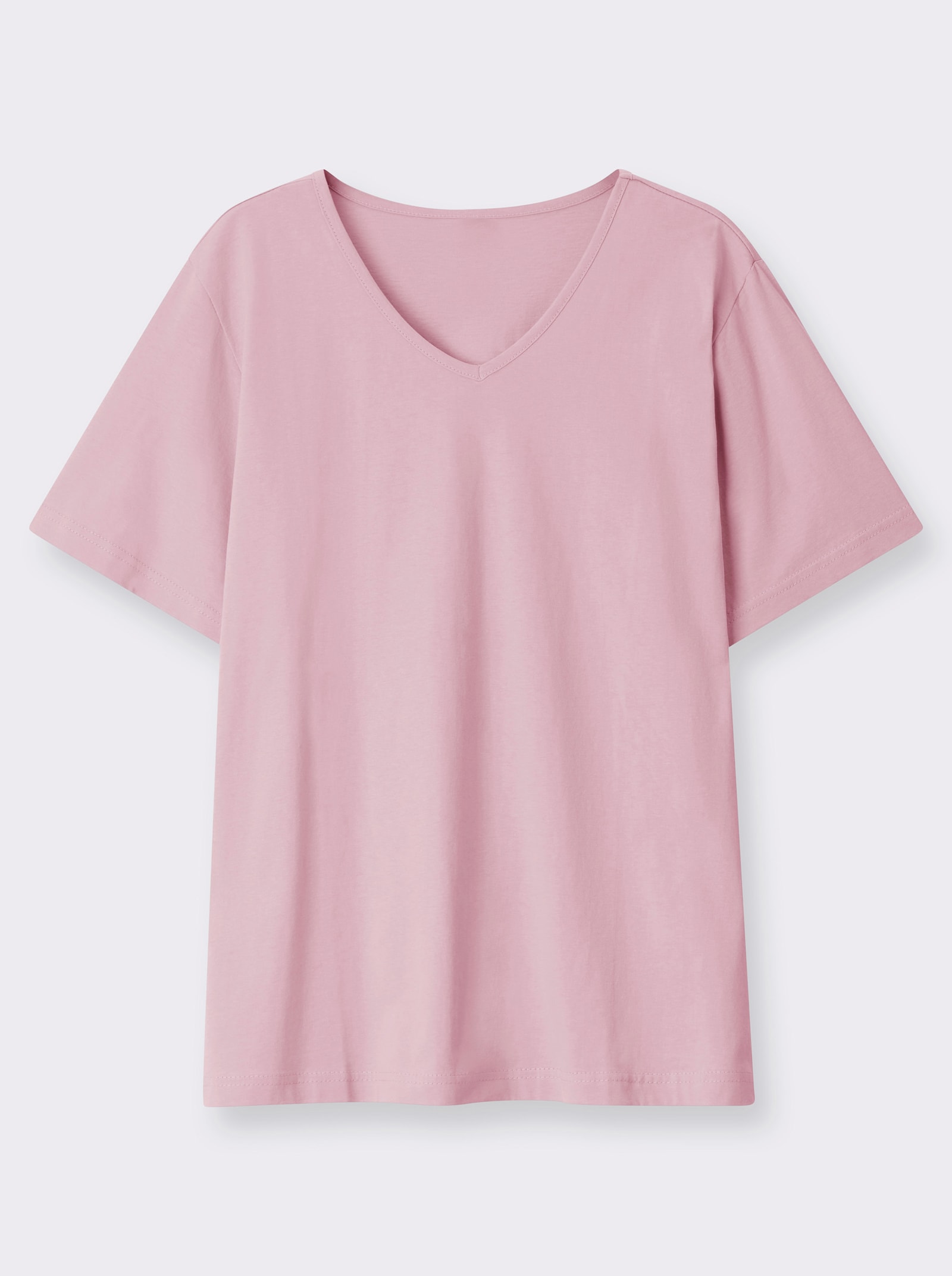 Kurzarmshirt mit V-Ausschnitt - rosé