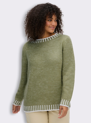 Langarm-Pullover mit effektvollen Kontrasten - schilf-ecru-gemustert