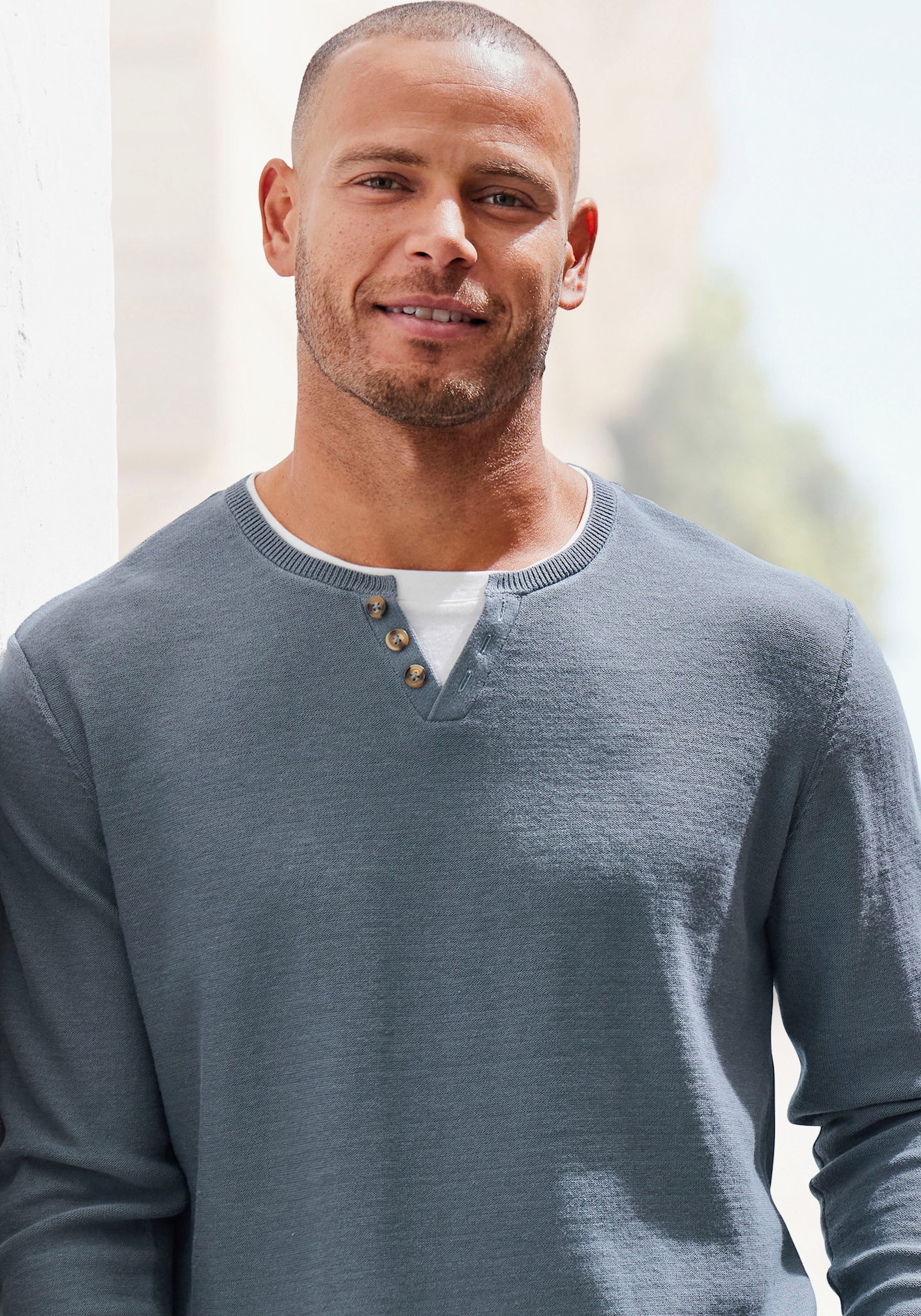 H.I.S Tricotvest - blauwgrijs