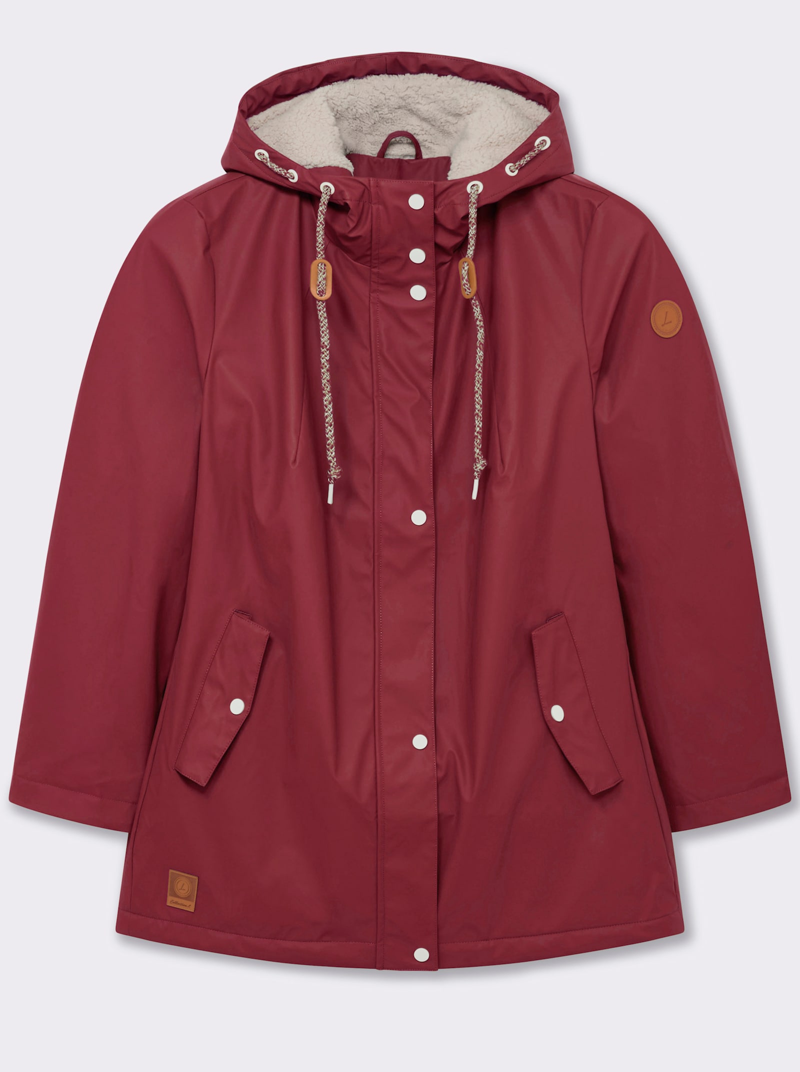 Jacke mit Teddy-Futter - dunkelrot