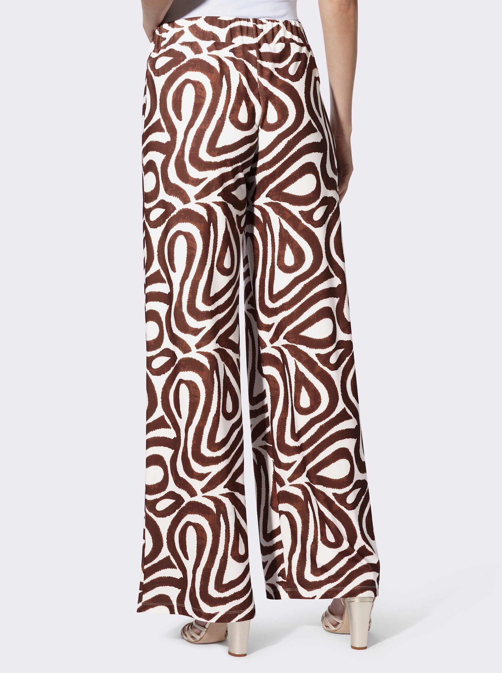 heine Druckhose mit Rundum-Dehnbund - ecru-schoko-bedruckt