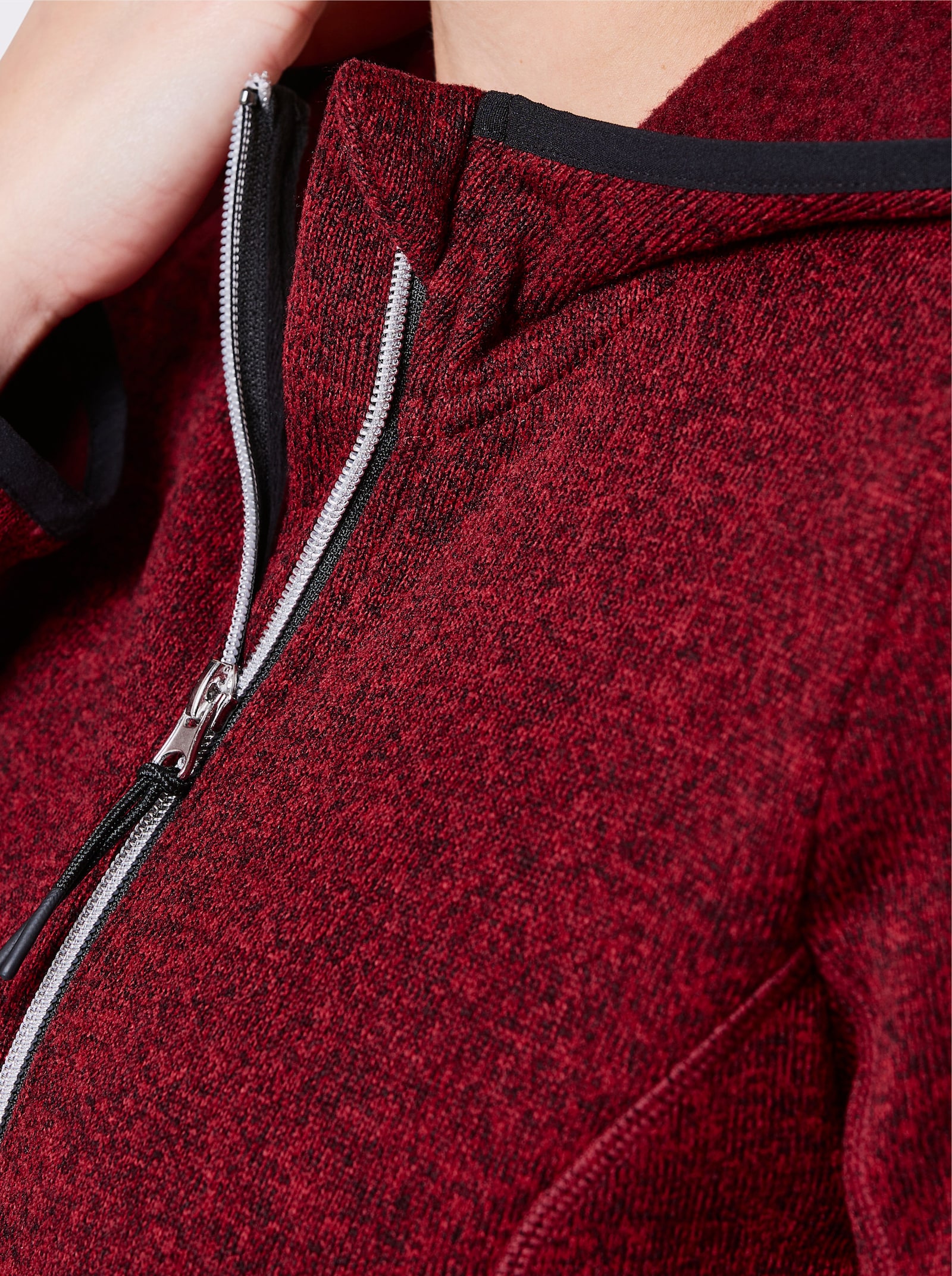 Catamaran Sports Strickfleecejacke mit Kapuze - rot-meliert