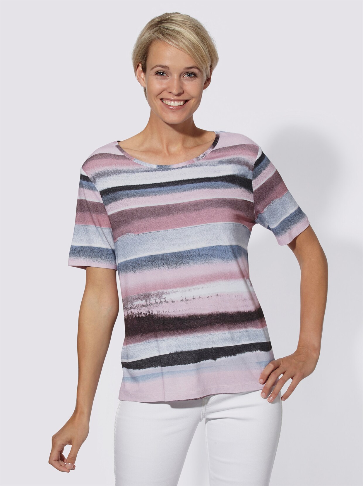 Kurzarmshirt - bunt-gestreift