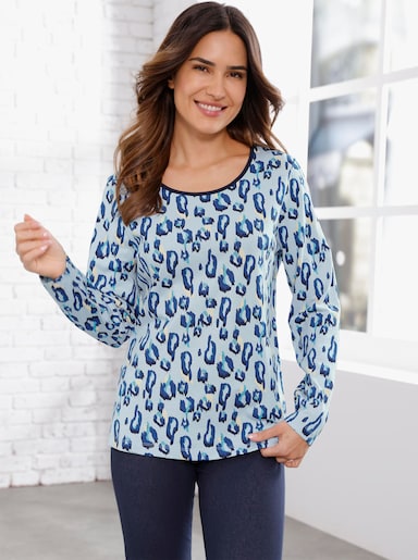 Langarmshirt - hellblau-bedruckt