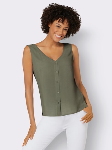 Blusentop mit Knopfleiste - khaki