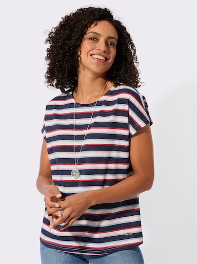 Print-Shirt im Ringel-Dessin - marine-ecru-bedruckt