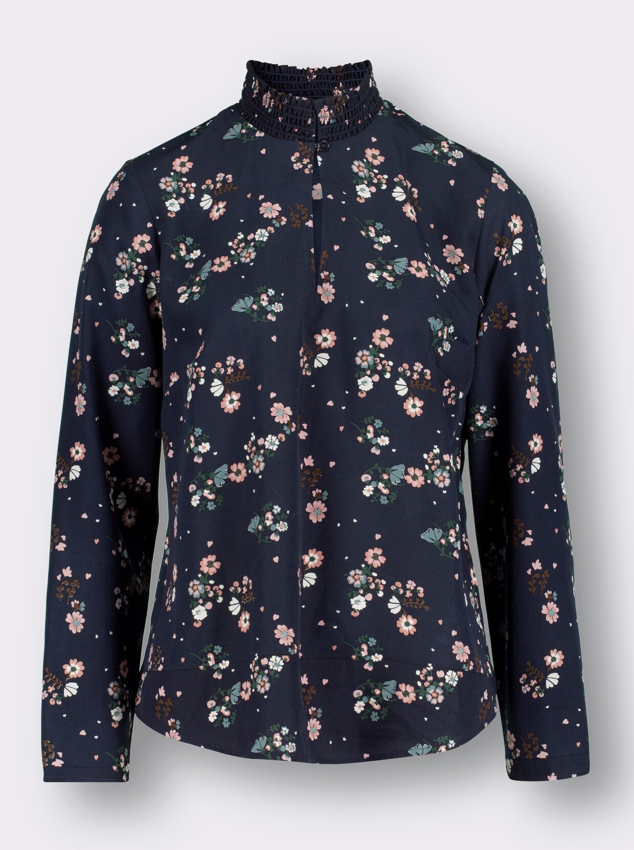 Comfortabele blouse - marine/jade bedrukt