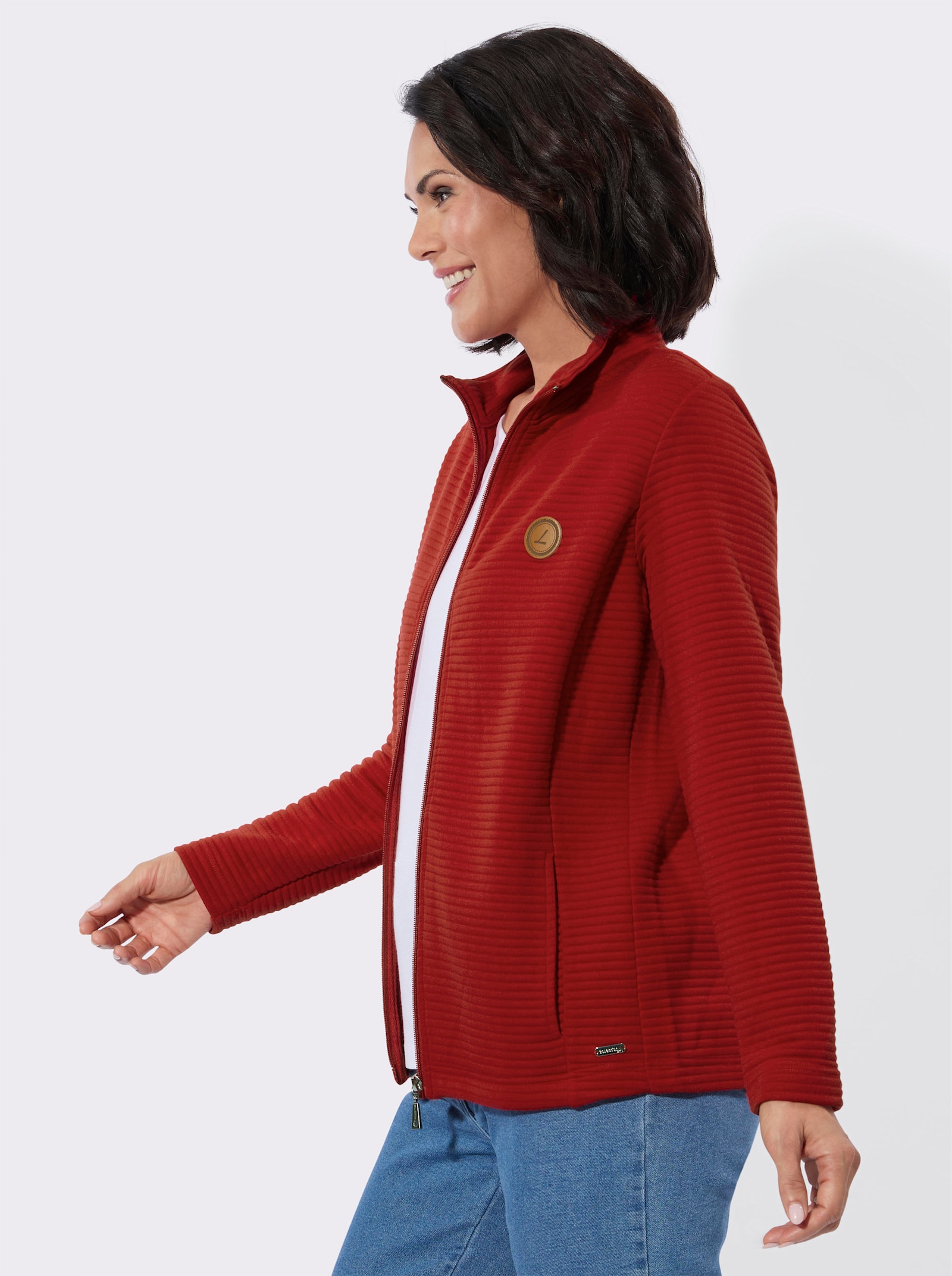 Shirtjasje van modieus jersey-jacquard - rood