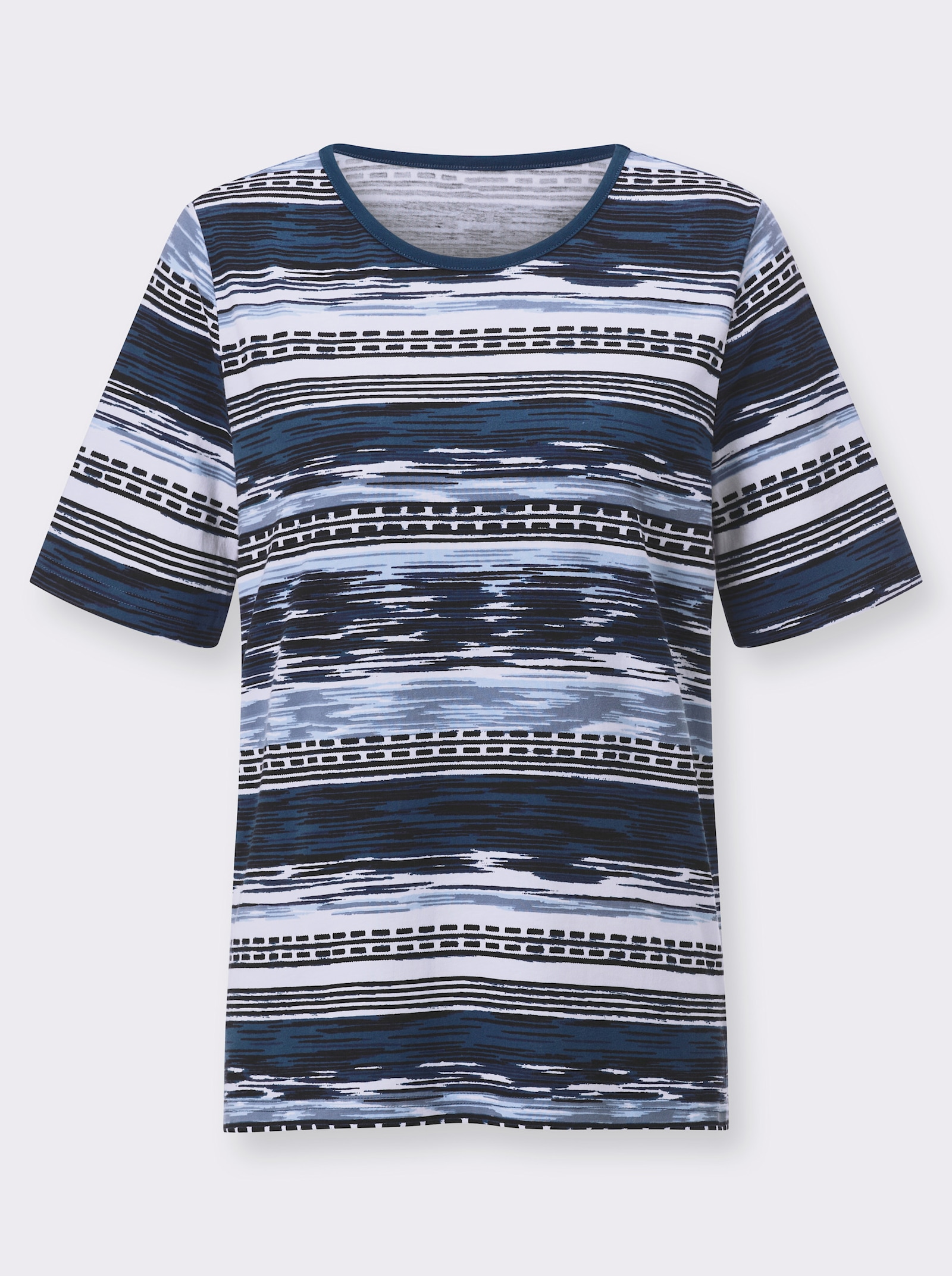 Shirt met print in grafisch streepdessin - duifblauw/jeansblauw bedrukt