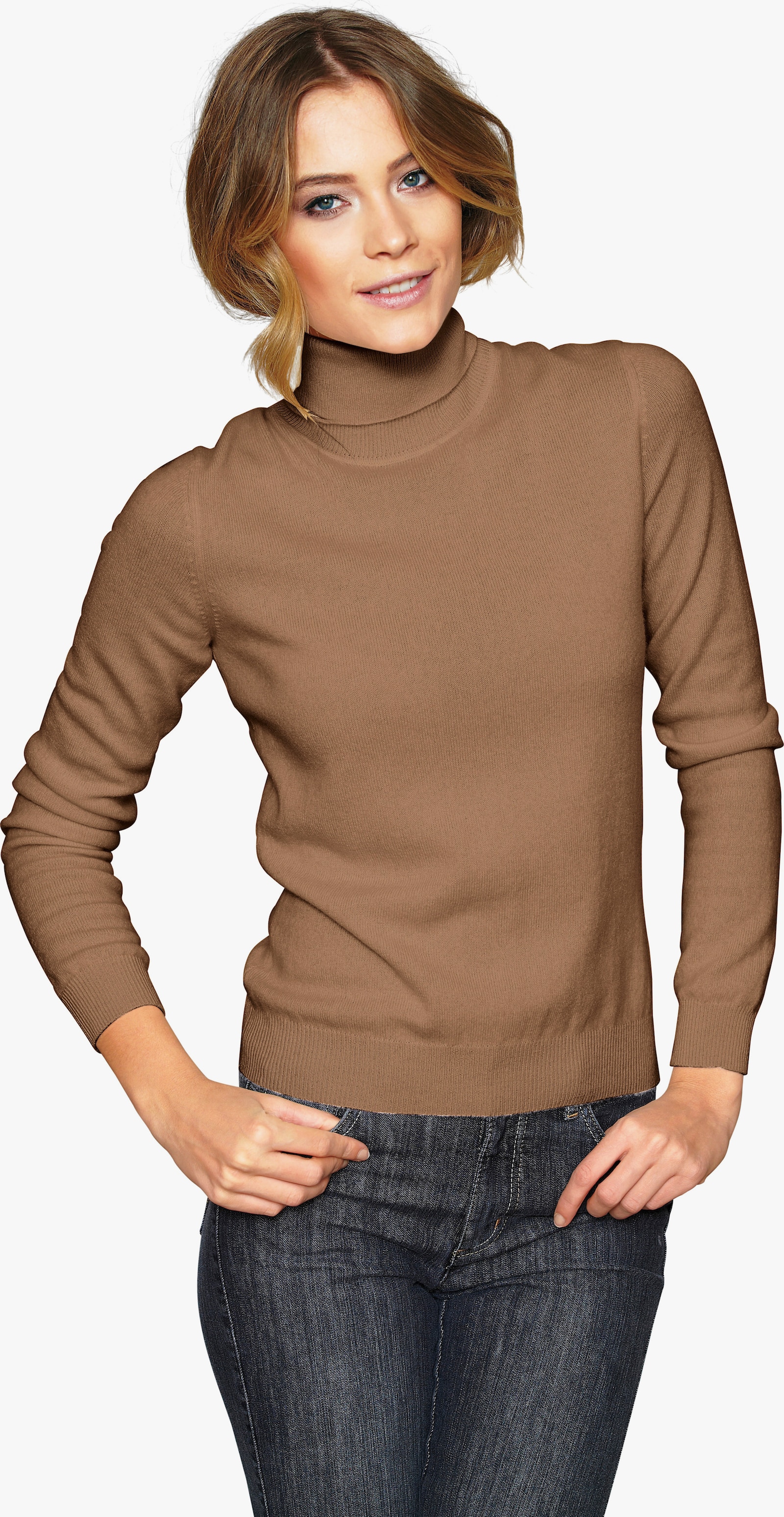 heine Kaschmirpullover mit Rollkragen - camel