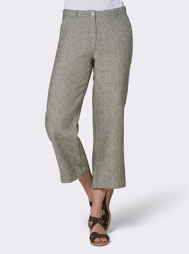 CREATION L PREMIUM Leinenhose im Culotte-Stil - khaki-weiß-meliert