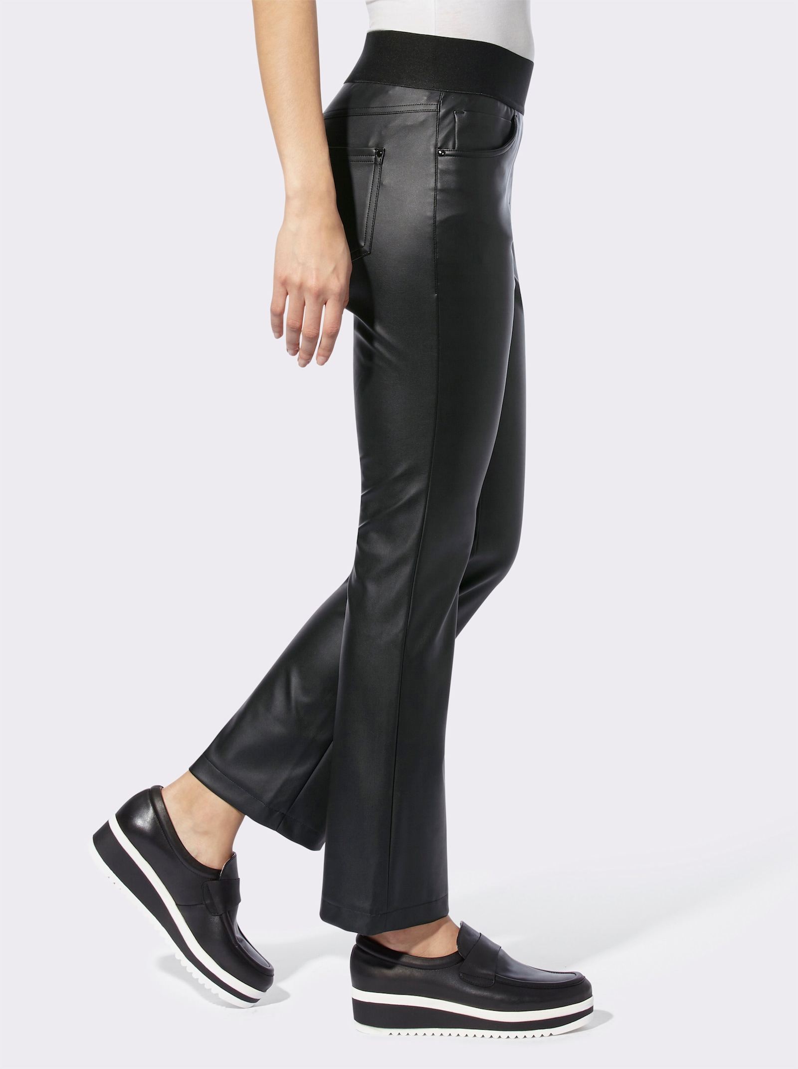 heine Pantalon 5 poches avec large ceinture confort - noir