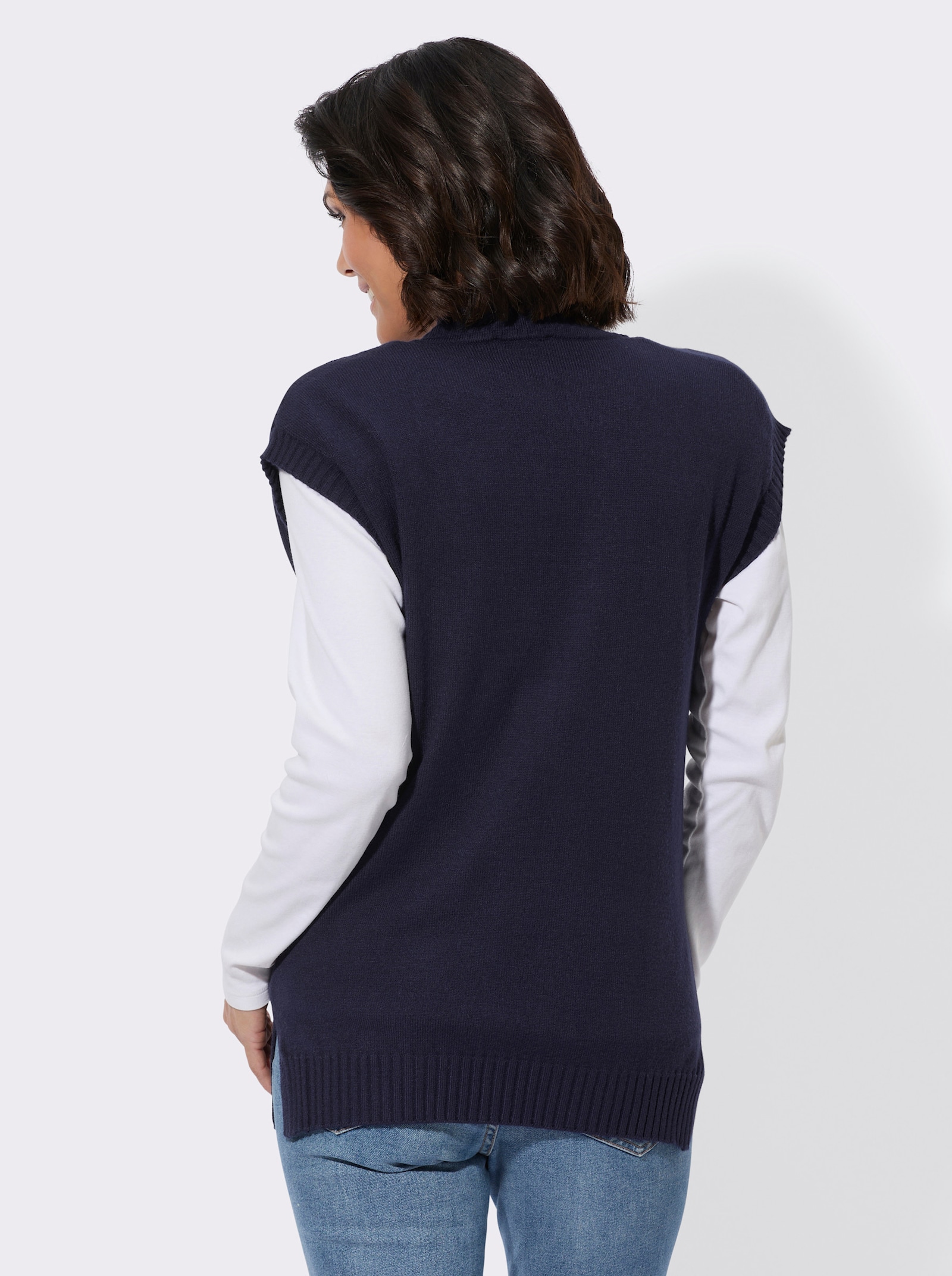 Mouwloos vest in lang model - marine