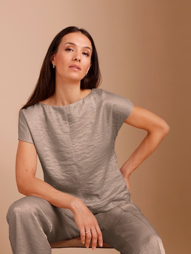 CREATION L PREMIUM Blusenshirt mit U-Boot-Ausschnitt - sesam