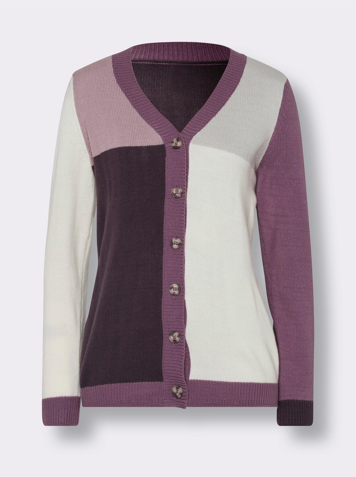 Pletený kabátek - lilková-fialová-vzor