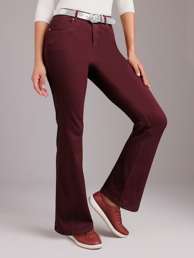 Ascari Stretch-Jeans mit weitem Bein - bordeaux