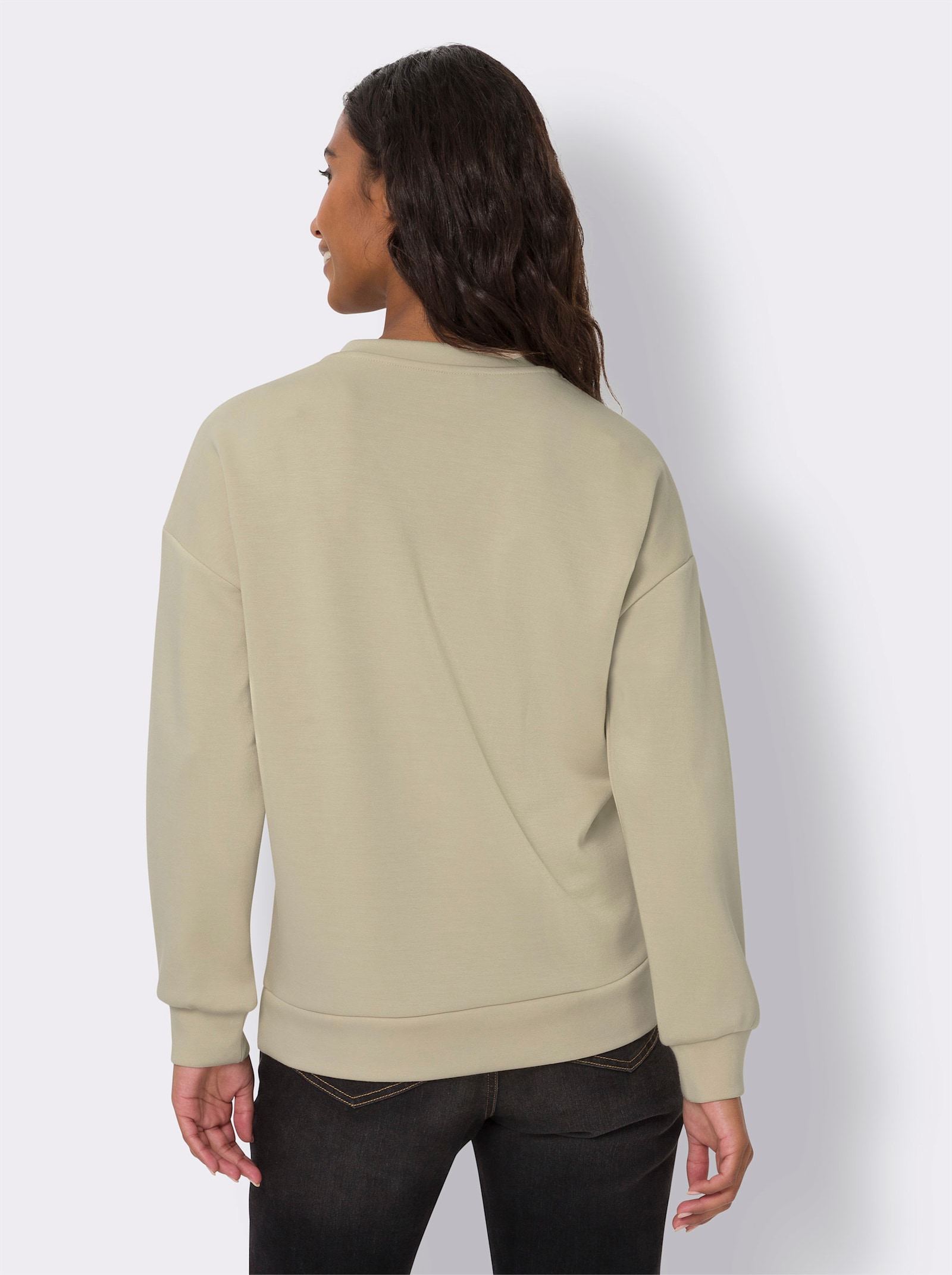 heine Sweatshirt met V-hals, zacht - zand
