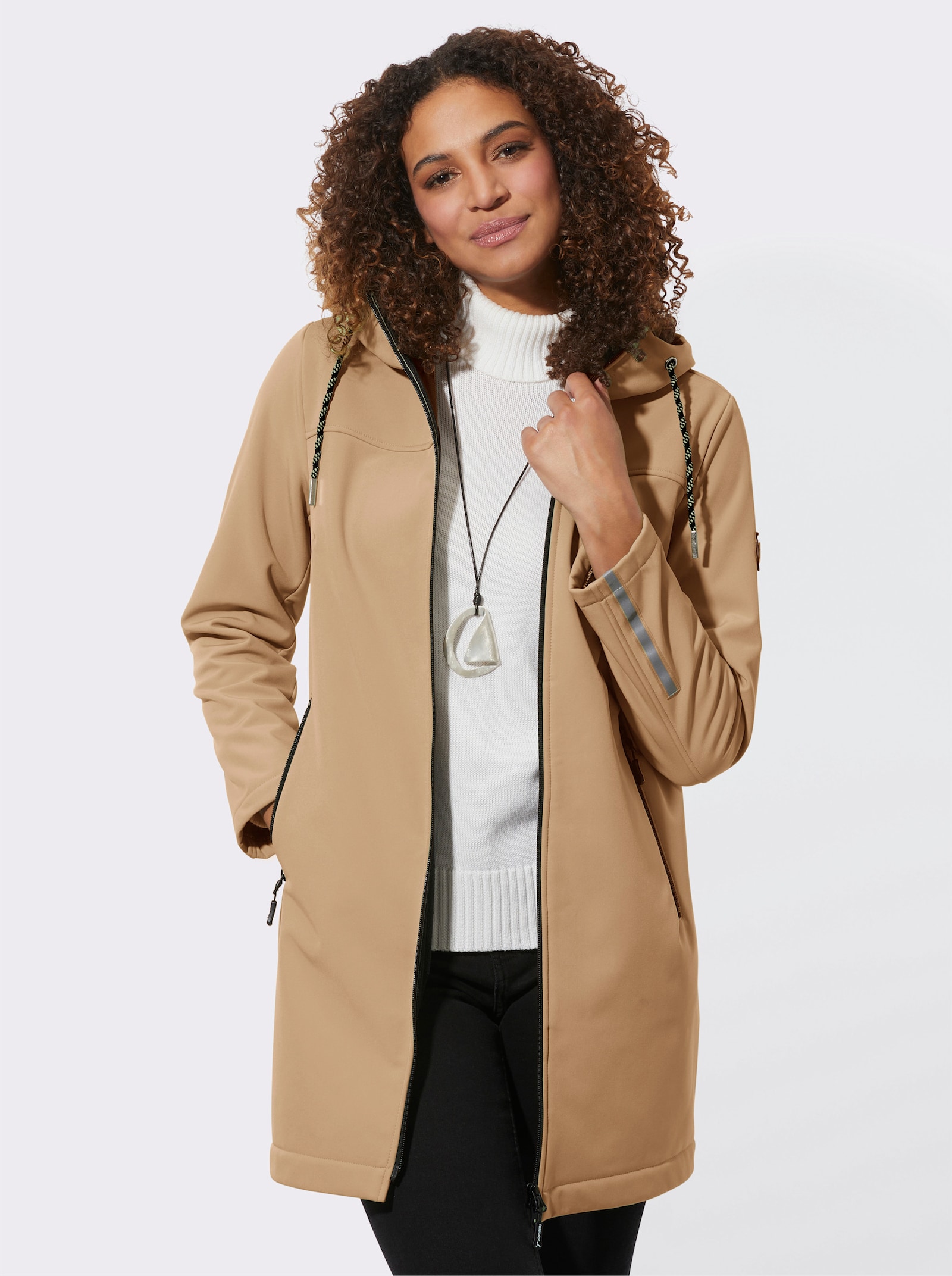Softshelljacke mit reflektierenden Streifen - camel
