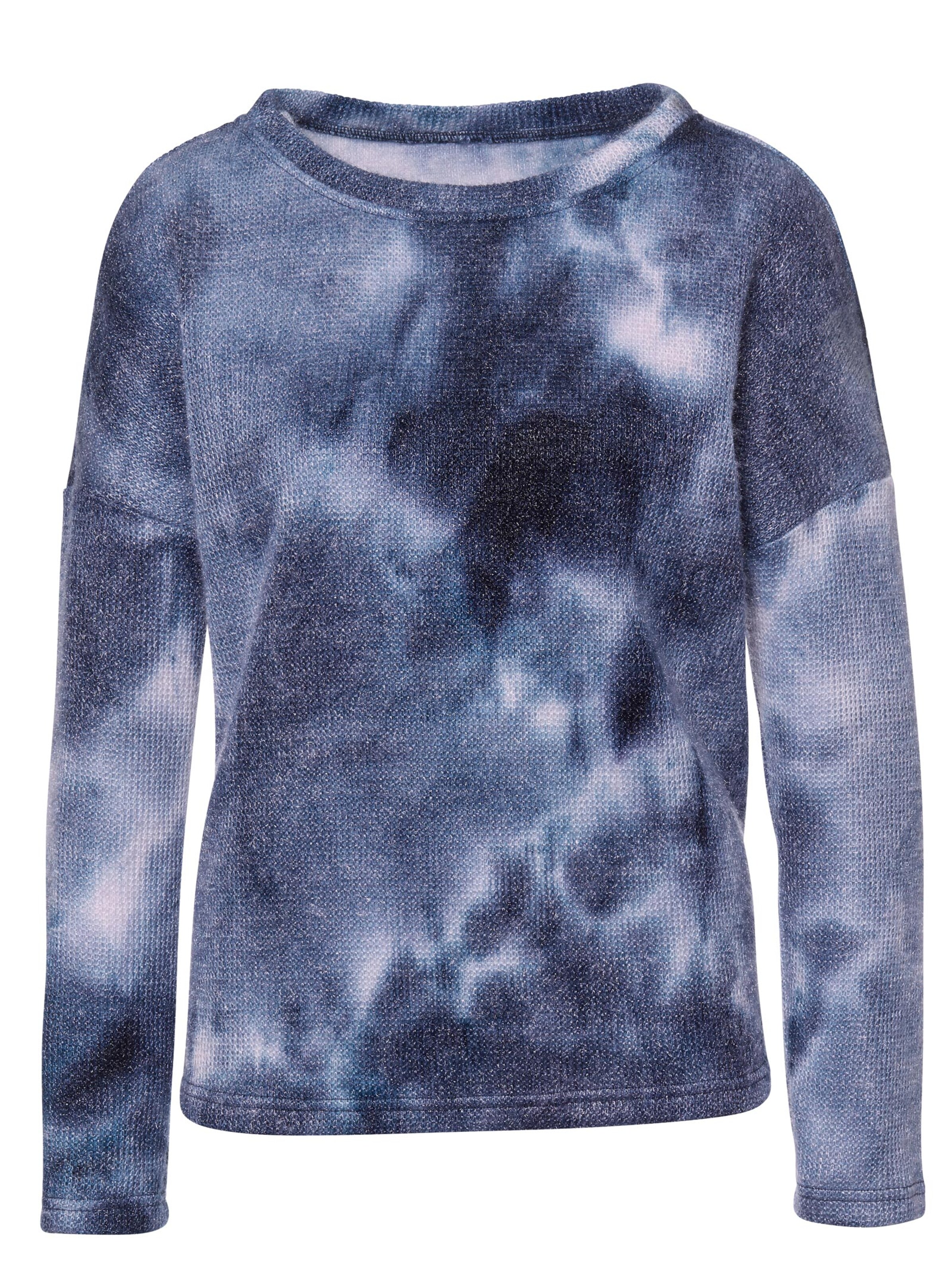 Pullover - royal-weiß-gemustert