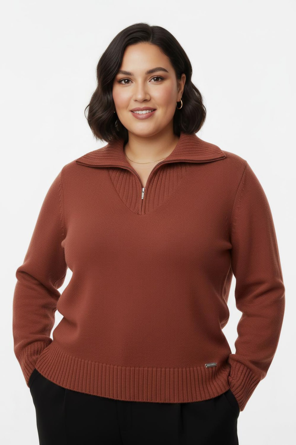 Troyer mit breiten Rippabschlüssen - rostrot