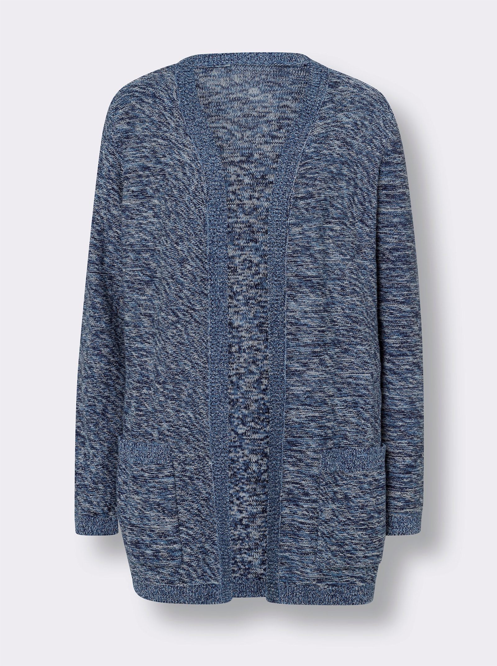 Lang vest in open model - marine/ecru gemêleerd