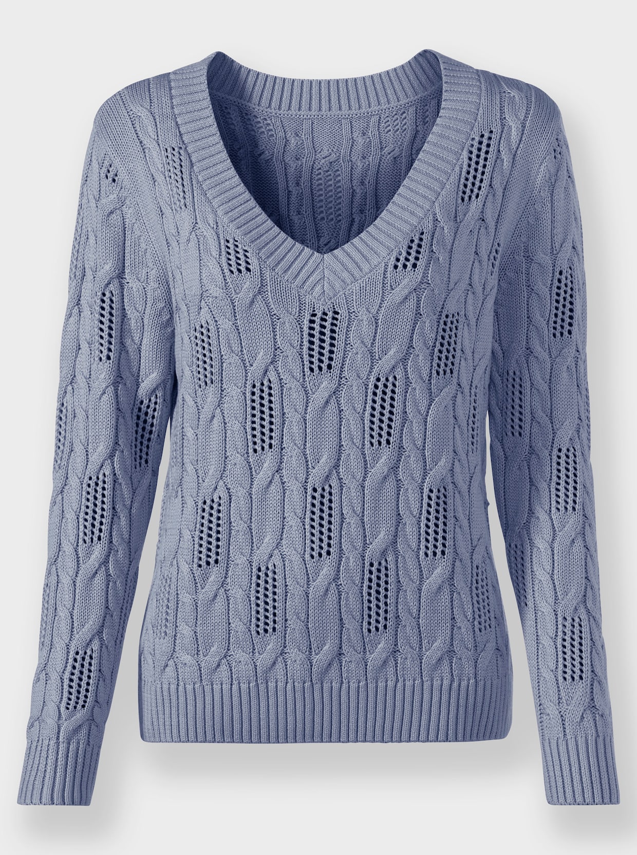 Pullover met V-hals - duivenblauw