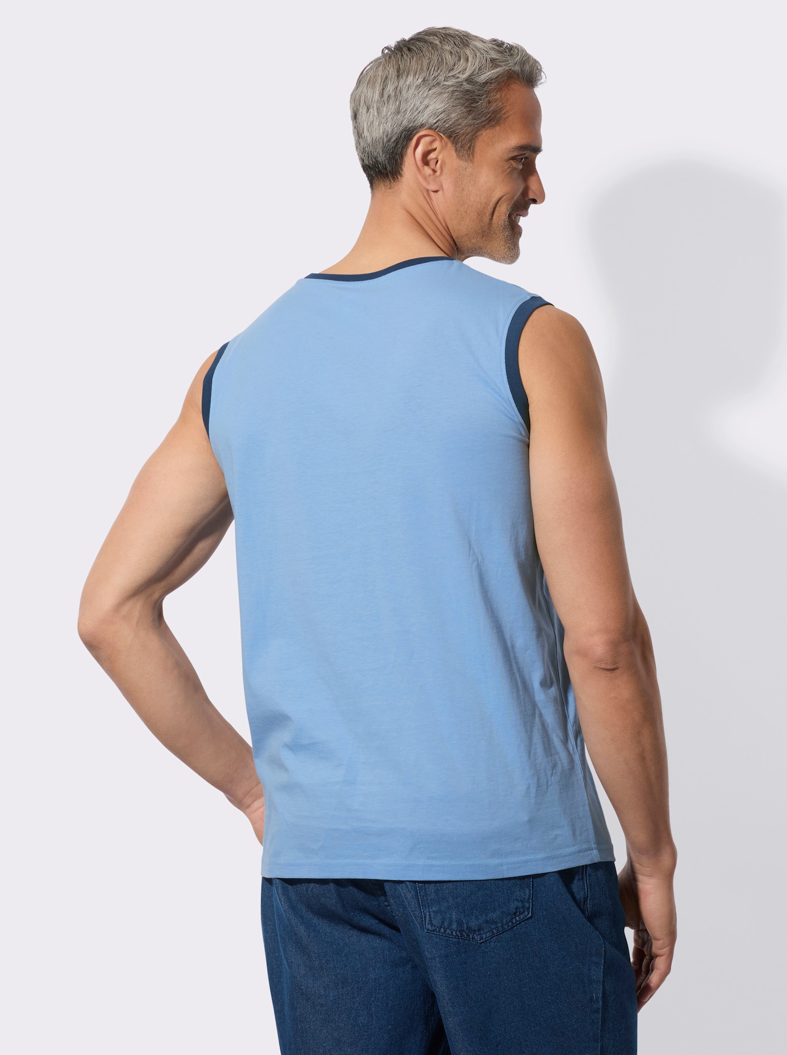 Mouwloos shirt van puur katoen - hemelsblauw