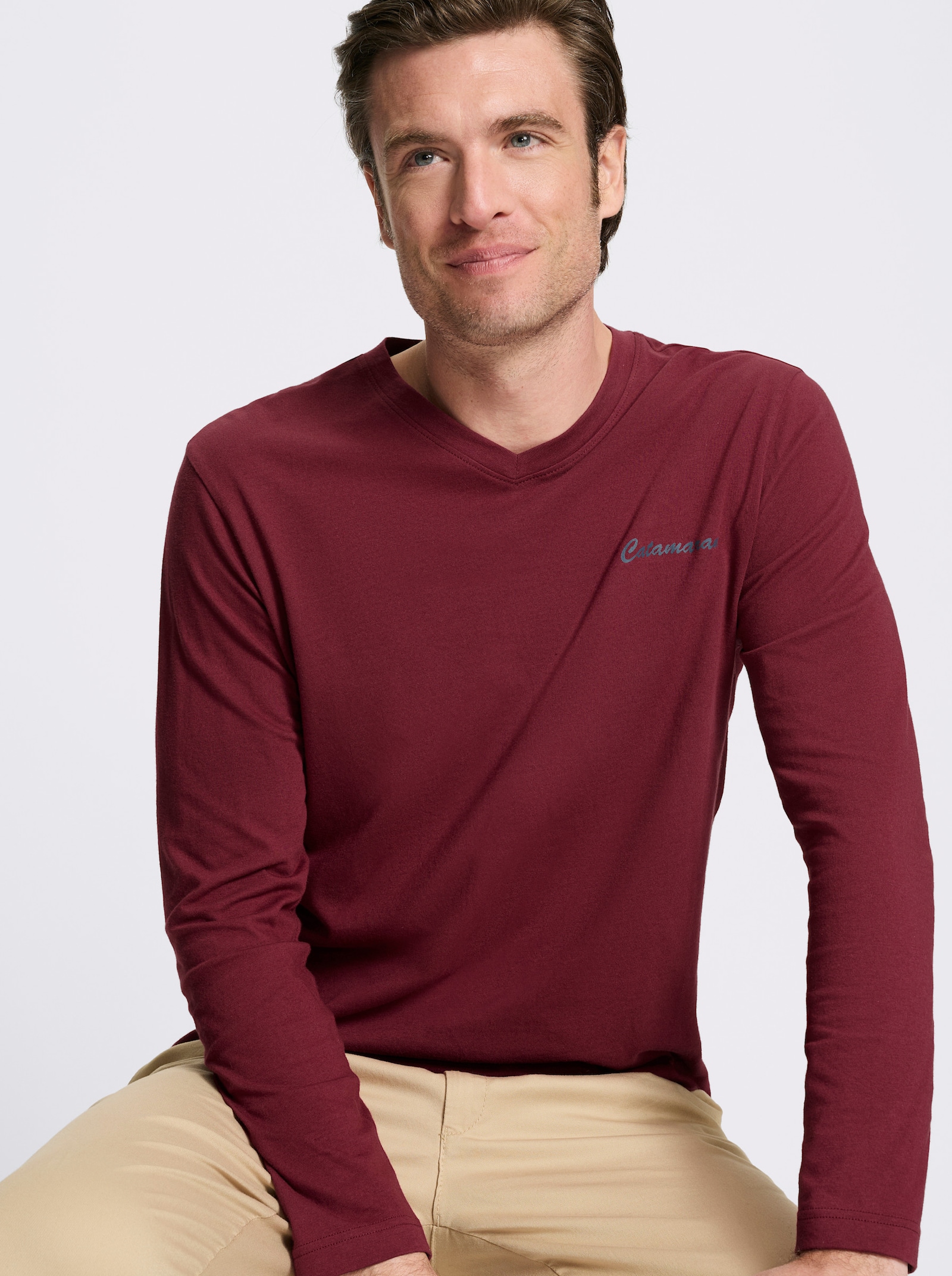 Catamaran Langarmshirt - rauchblau + bordeaux