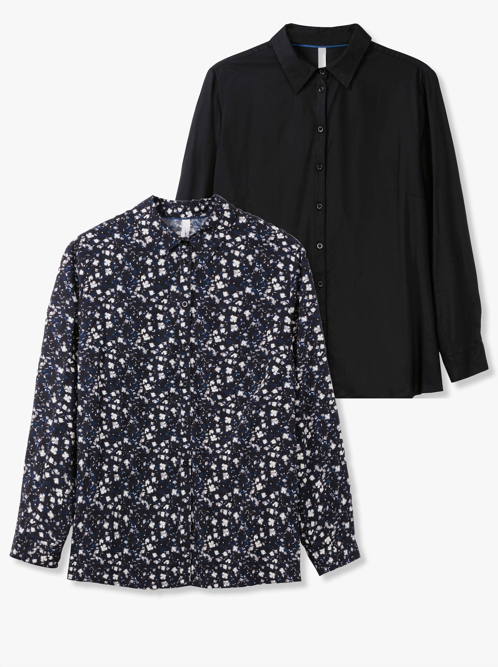 sheego Overhemdblouse in set van 2 - zwart + zwart geprint